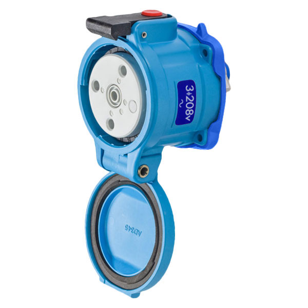 33-14163 - DS20 RECEPTACLE POLY BLUE SIZE 2 TYPE 3R 3P+G 20A 208 VAC 60 Hz NO AUX